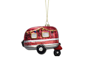 Caravan kerstbal Rood