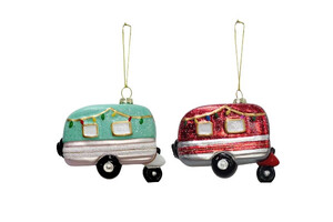 Caravan kerstbal Rood